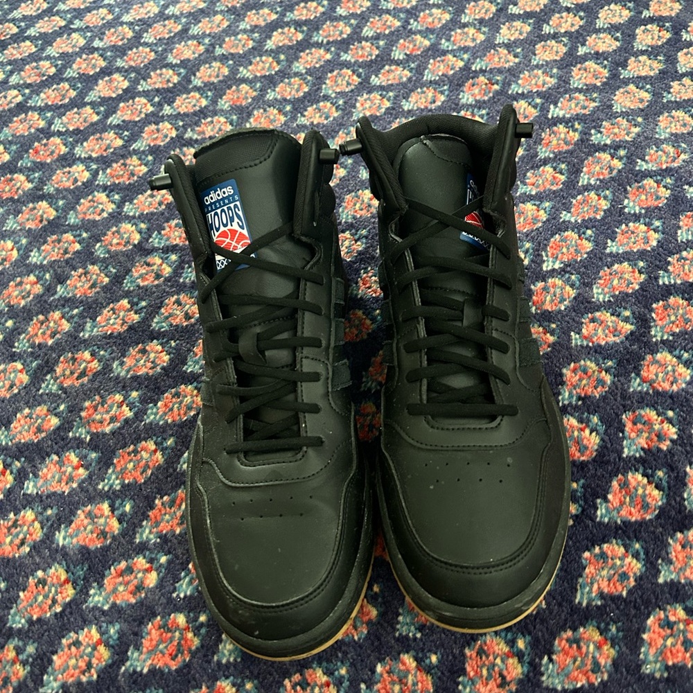 Adidas Men's Black High-Top Sneakers with Gum Sole